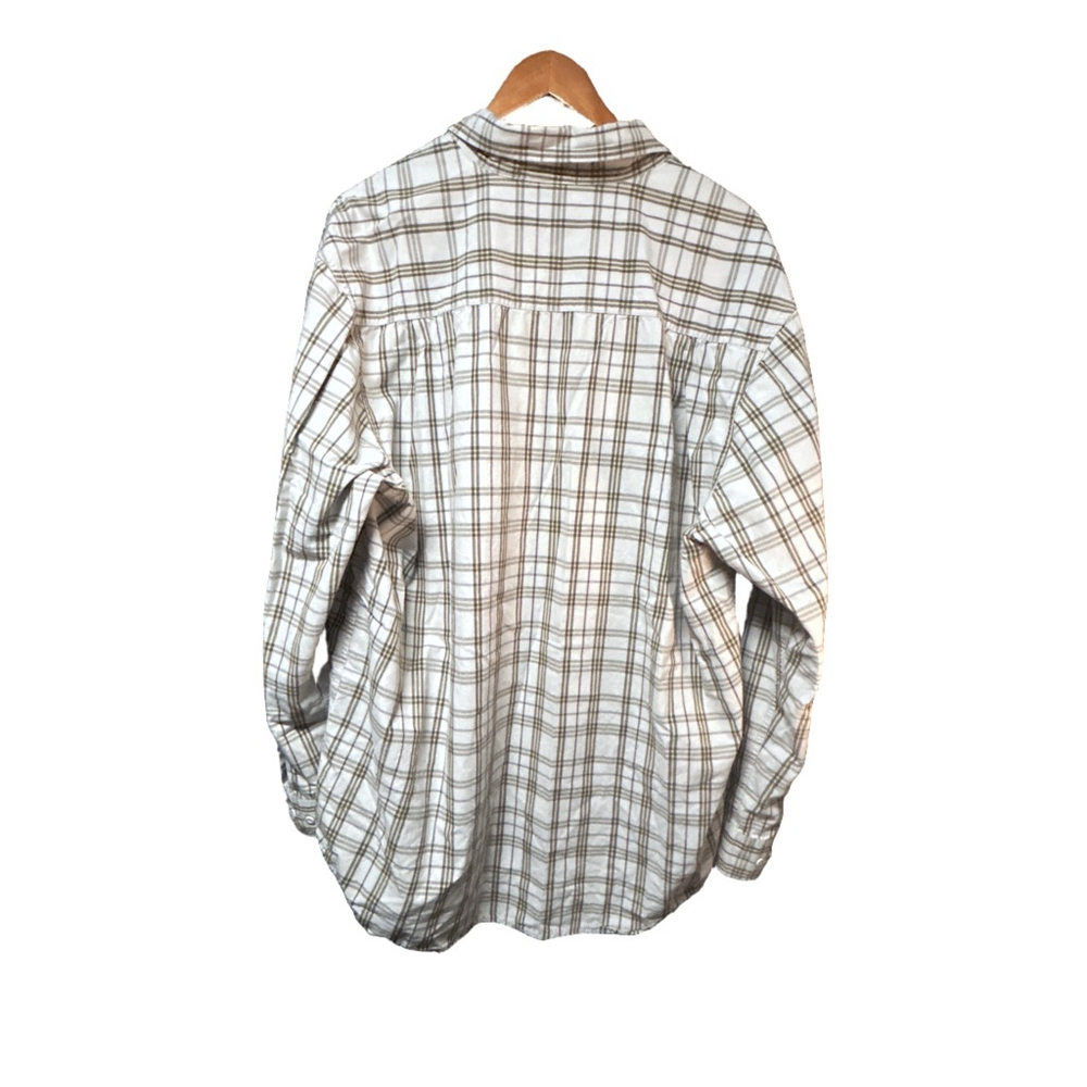 Timberland Mens Plaid Button Up Shirt White Brown Extra Large - Picture 2 of 7